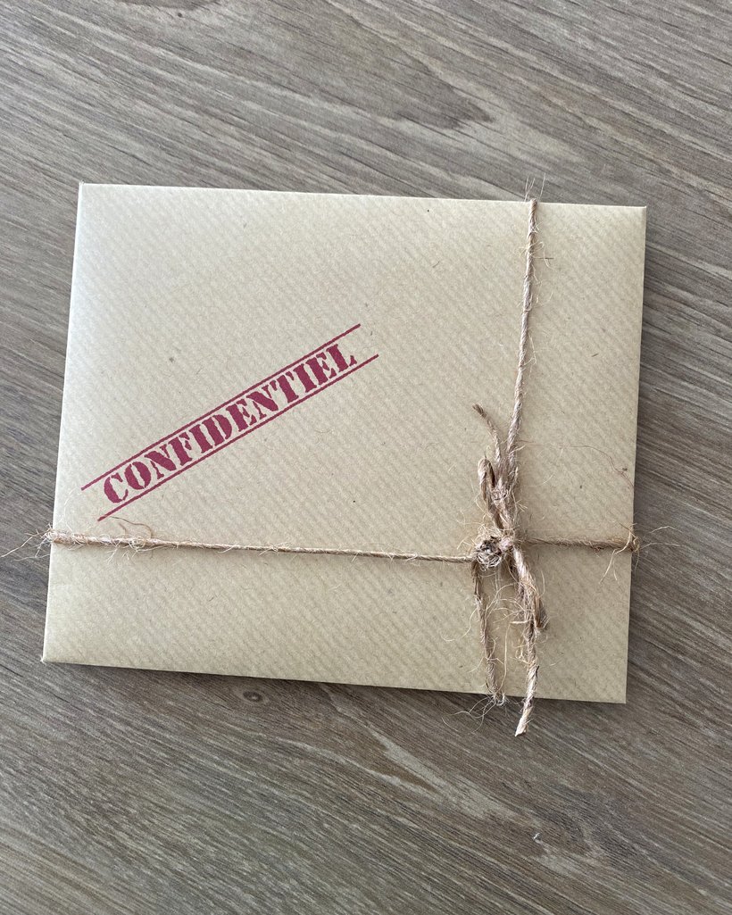 Enveloppe d invitation personnalisée fermée par une ficelle